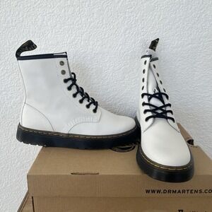 Dr. Martens Zavala Combat Boots  US Women's size 8 White Leather size 6 UK